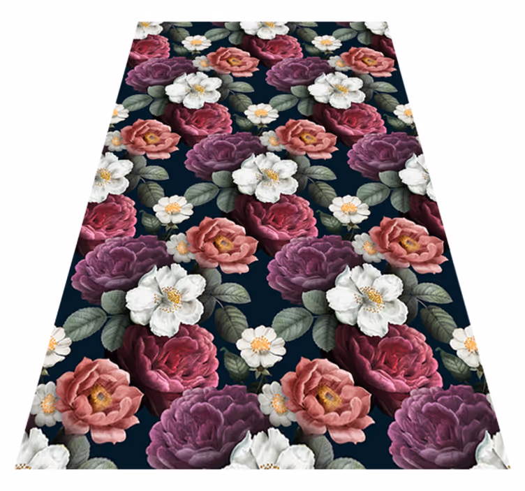 Alfombra vinílica naturaleza patrón de pétalos blancos - TenVinilo