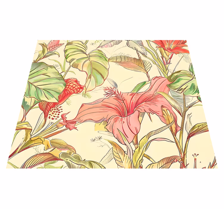 Alfombra vinílica naturaleza estampado flores inglesas - TenVinilo