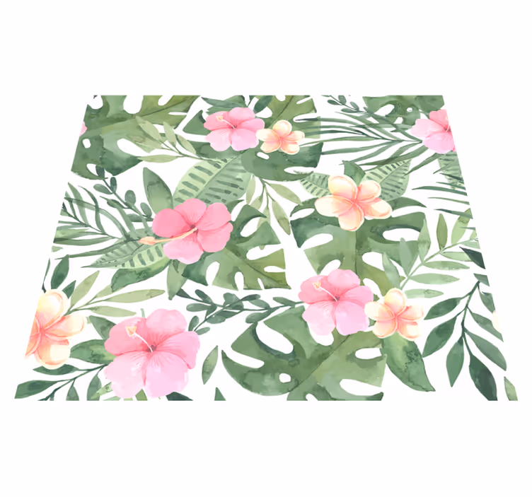 Alfombra vinílica naturaleza diseño floral tropical - TenVinilo