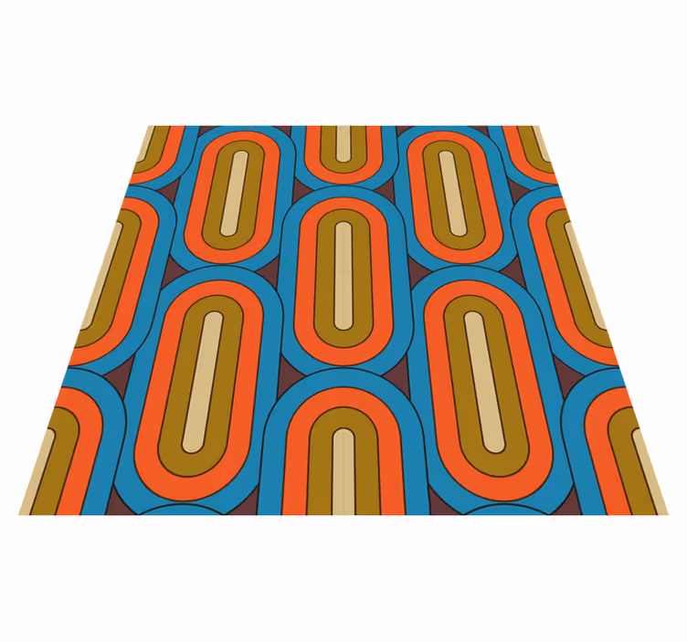 Alfombra vinílica vintage azul redondeado retro - TenVinilo