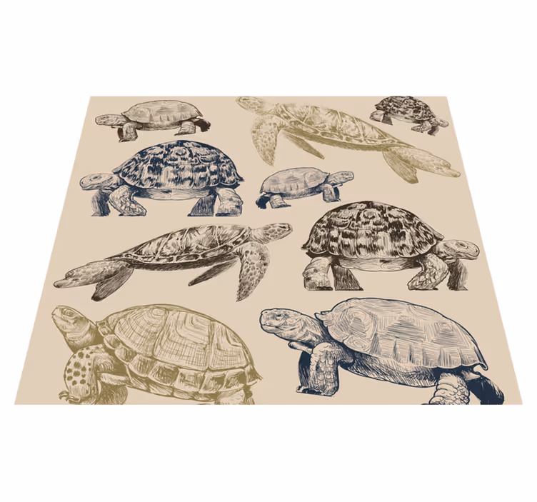 Aflombra vinílica animales tortugas fondo beige - TenVinilo