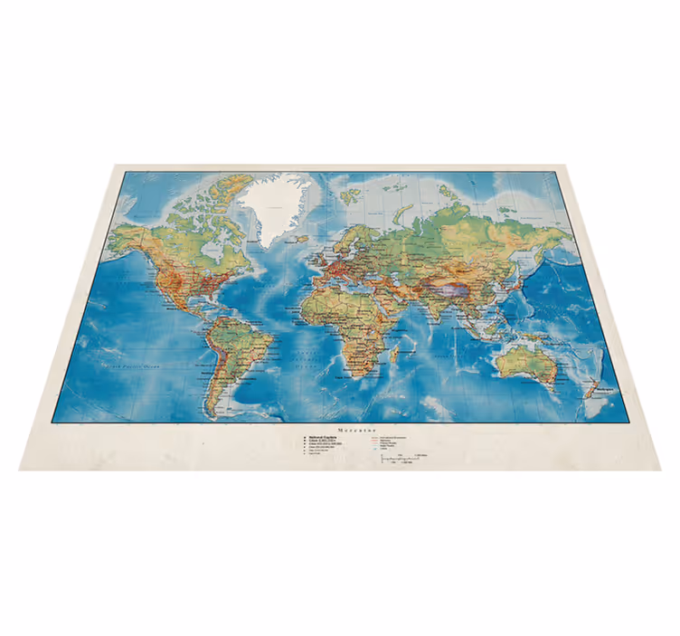 Alfombra vinílica mapamundi mercator - TenVinilo