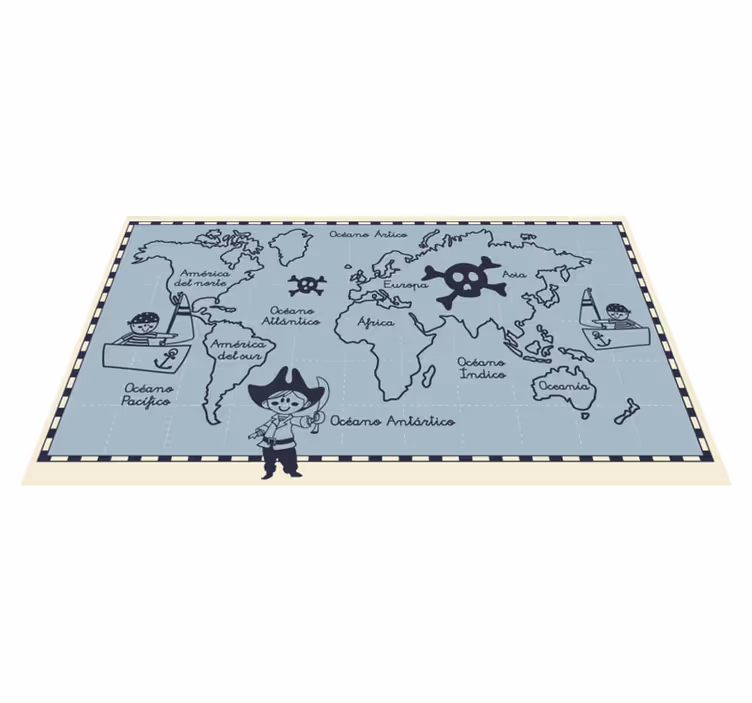 Alfombra vinílica mapamundi pirata - TenVinilo