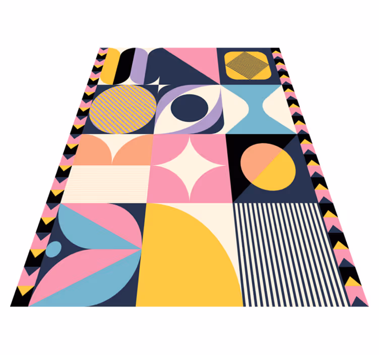 Alfombra vinílica moderna arte geométrico multicolor - TenVinilo