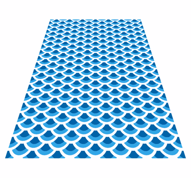 Alfombra vinílica imitación patrón de escamas azules - TenVinilo