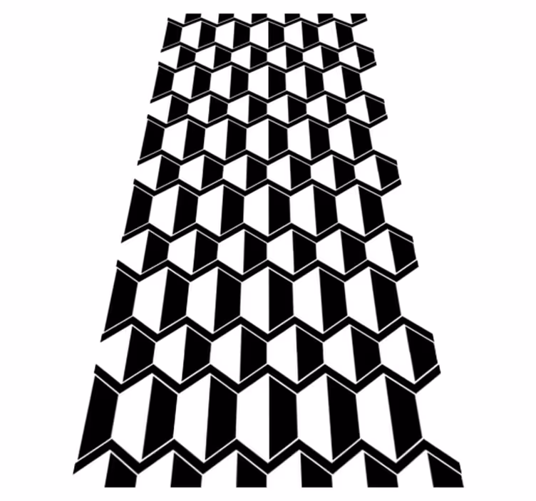 Alfombra vinílica imitación hexágonos blanco y negro - TenVinilo