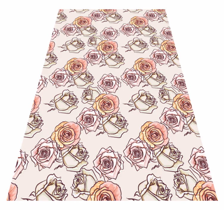 Alfombra vinílica vintage patrón de rosas estilo inglés - TenVinilo