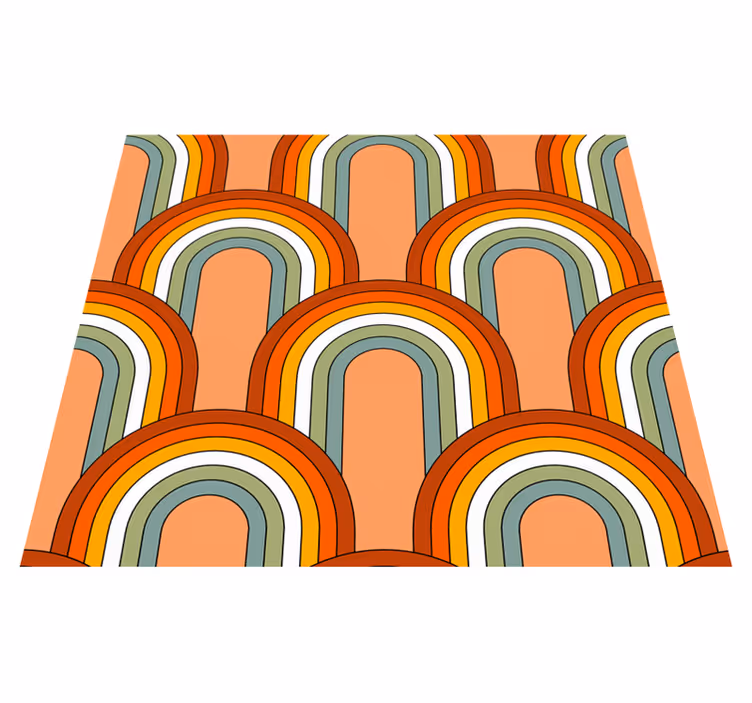 Alfombra vinílica vintage patrón arcoíris 70s - TenVinilo