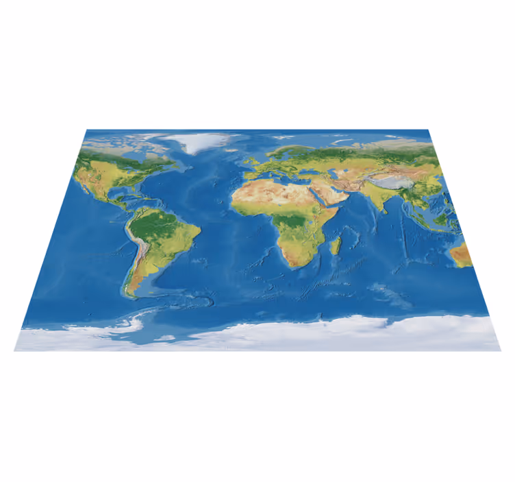 Alfombra vinílica mapamundi mapa del mundo realista - TenVinilo