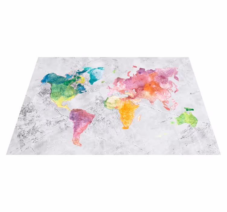 Alfombra vinílica mapamundi aspecto piedra colorido - TenVinilo