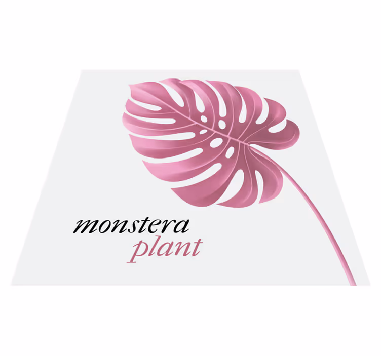 Alfombra vinílica frase estilo monstera minimalista rosa - TenVinilo