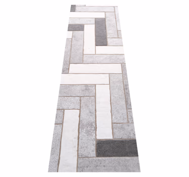 Alfombra vinílica imitación patrón espiga gris marrón - TenVinilo