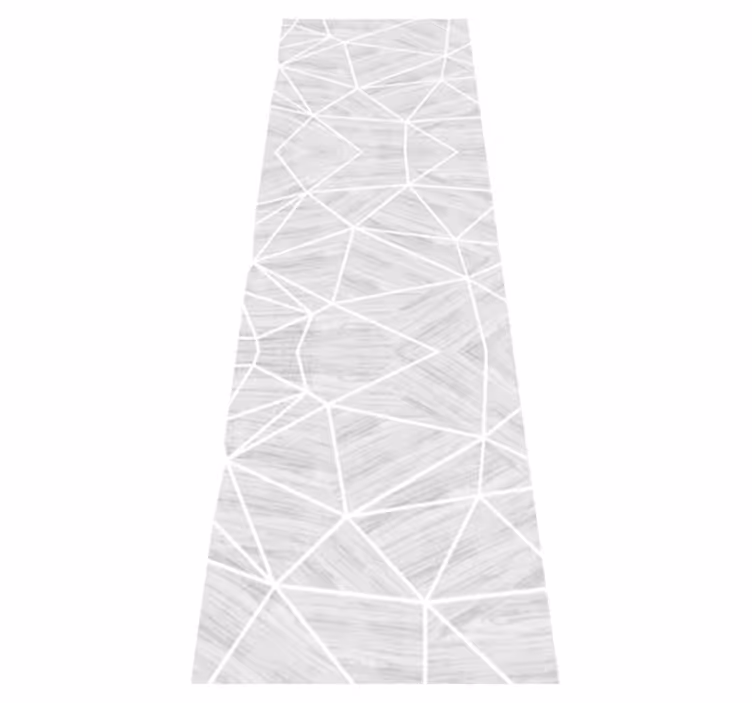 Alfombra vinílica imitación patrón geométrico blanco y plata - TenVinilo