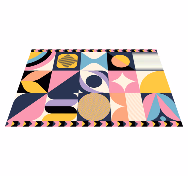 Alfombra vinílica geométrica arte geométrico multi figuras - TenVinilo