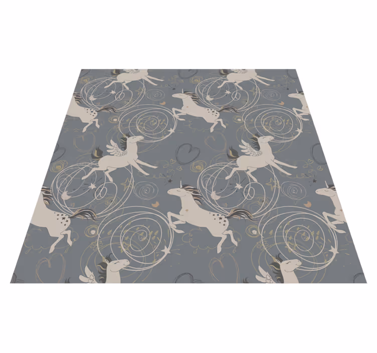 Alfombra vinílica infantil unicornios pegaso fondo oscuro - TenVinilo