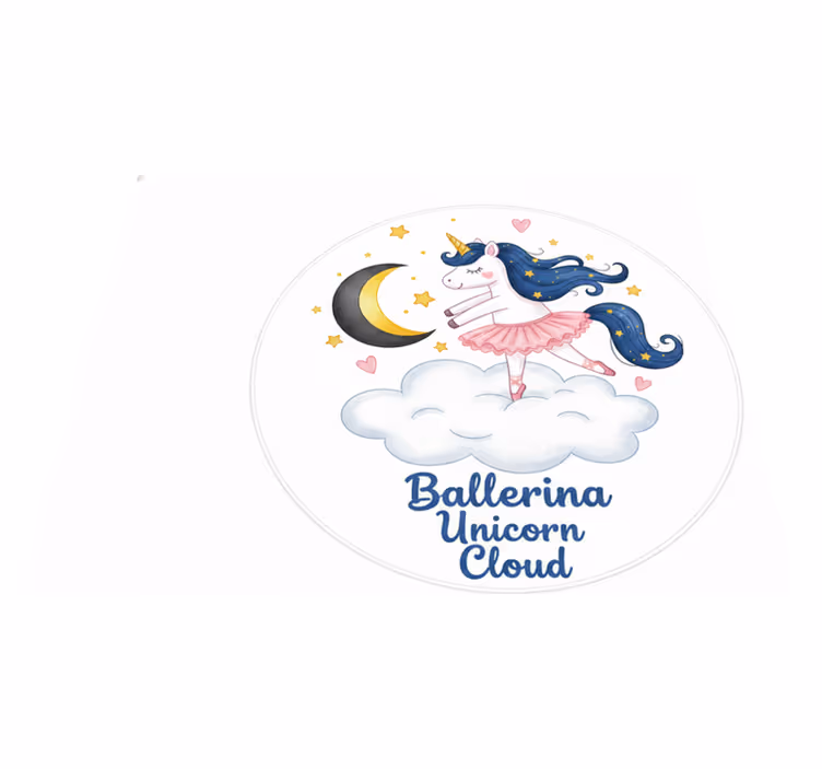 Alfombra vinílica infantil balerina unicornio en nube - TenVinilo