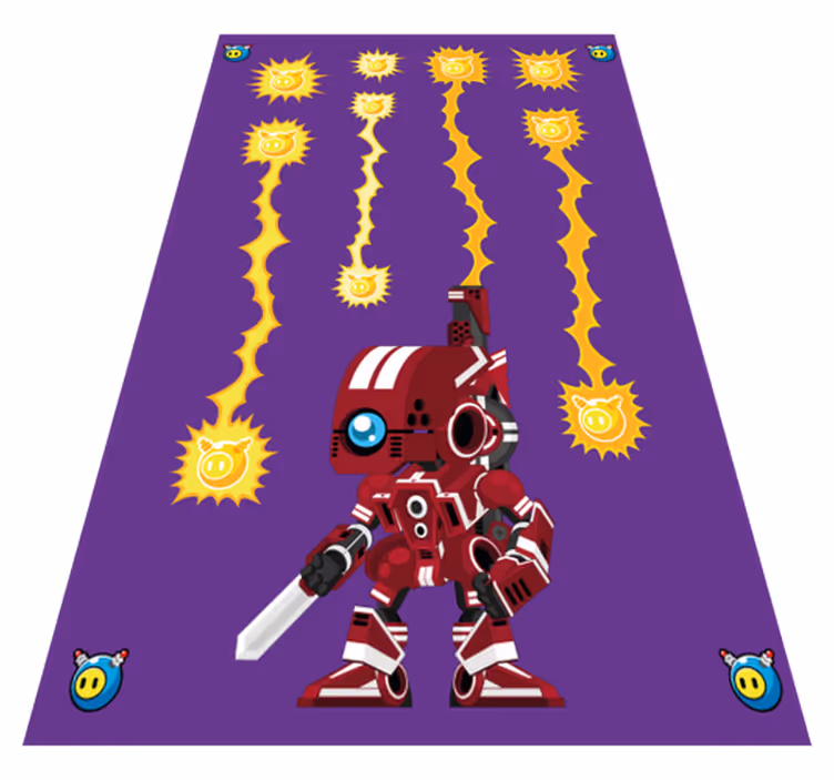 Alfombra vinílica juegos robot disparando hacia arriba - TenVinilo