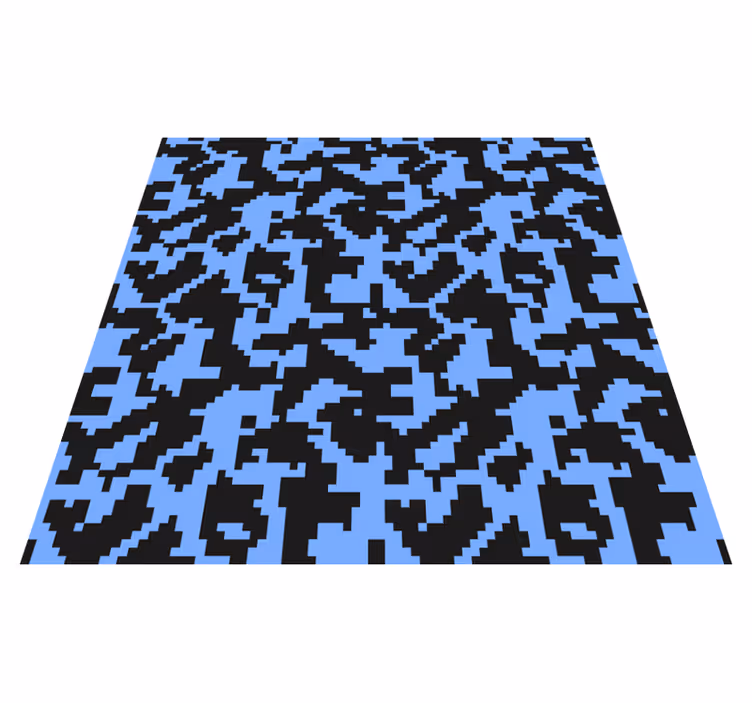 Alfombra vinílica recibidor azul claro y negro abstracto - TenVinilo