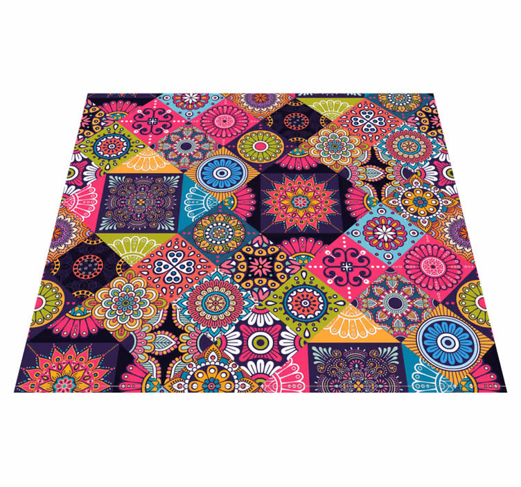Alfombra vinílica salón mandalas oscuros - TenVinilo