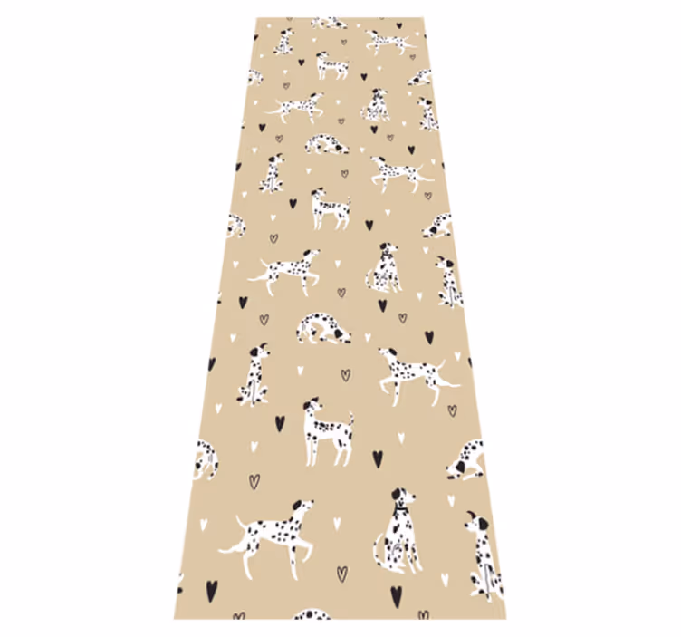 Alfombra vinílica salón estampado de perros beige - TenVinilo