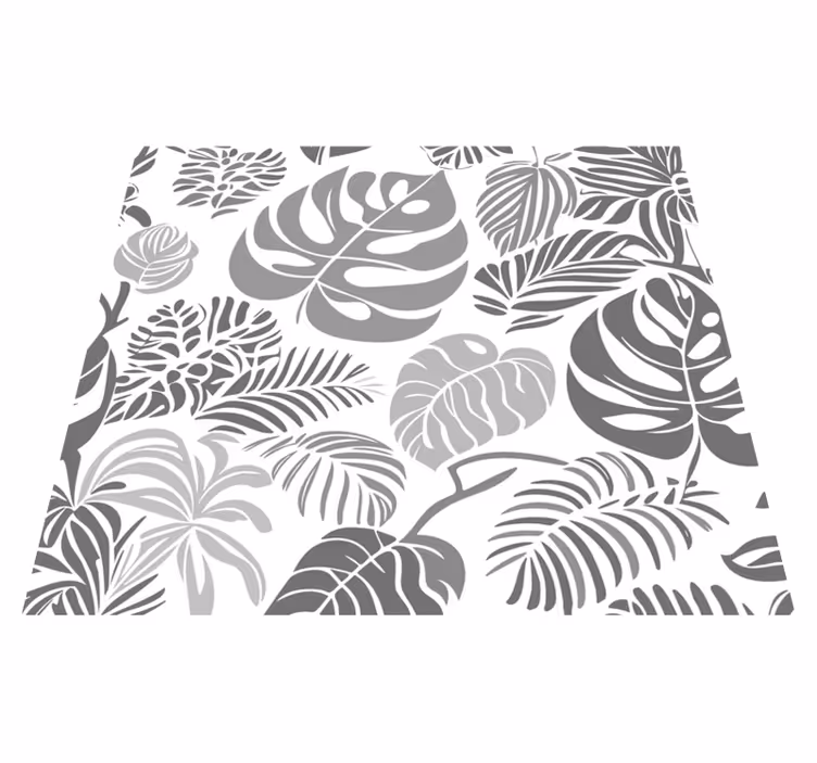 Alfombra vinílica gris hojas de monstera - TenVinilo
