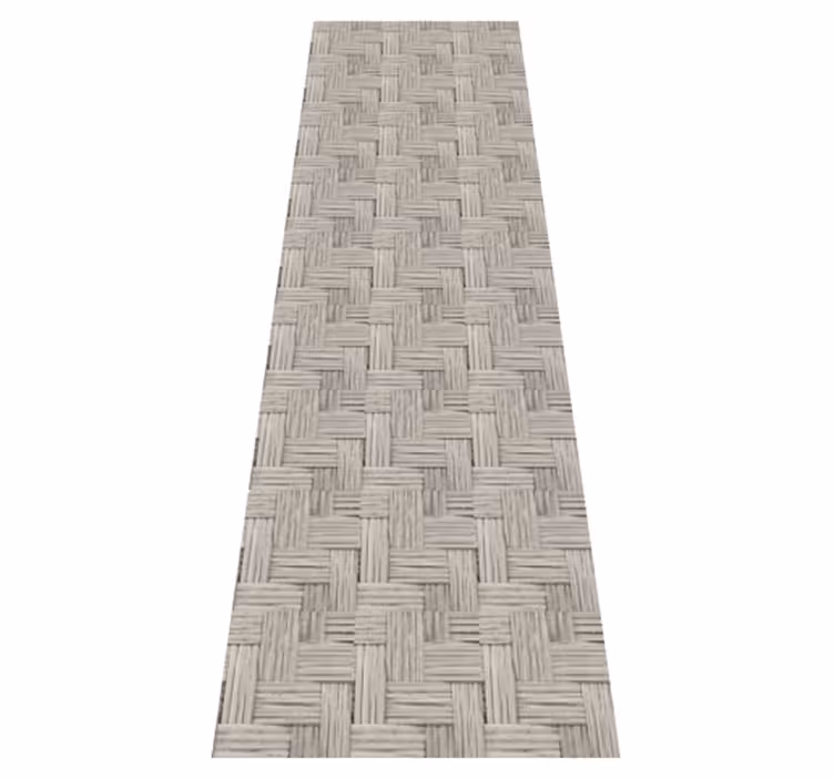 Alfombra vinílica pasillo efecto mimbre gris artesanal - TenVinilo