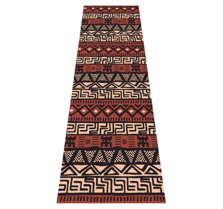 Alfombra vinílica pasillo patrón tribal rojo oscuro - TenVinilo