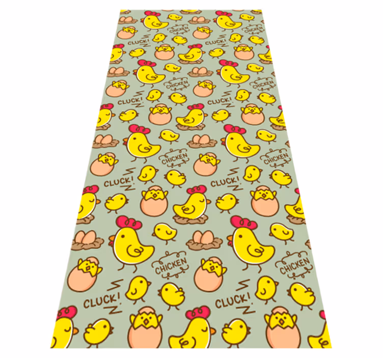 Alfombra vinílica amarilla con lindo patrón de huevos - TenVinilo