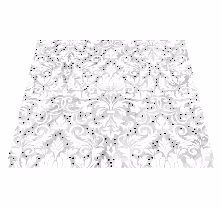 Alfombra vinílica blanca elegancia floral patrón - TenVinilo