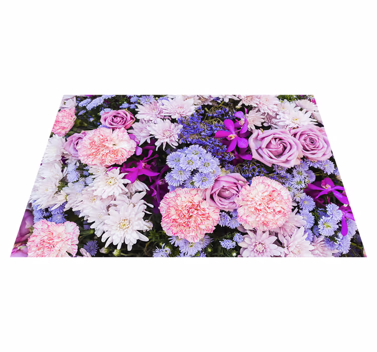Alfombra vinílica lila fondo de flores - TenVinilo