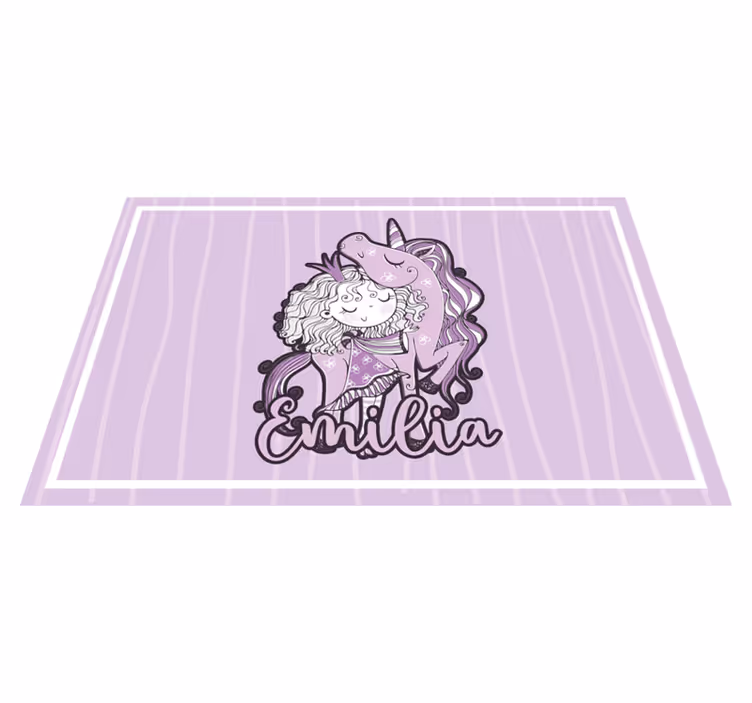 Alfombra vinílica lila princesa artística con unicornio - TenVinilo