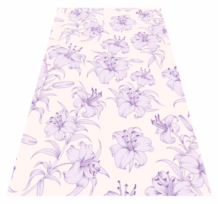 Alfombra vinílica lila diseño floral lirios en flor - TenVinilo