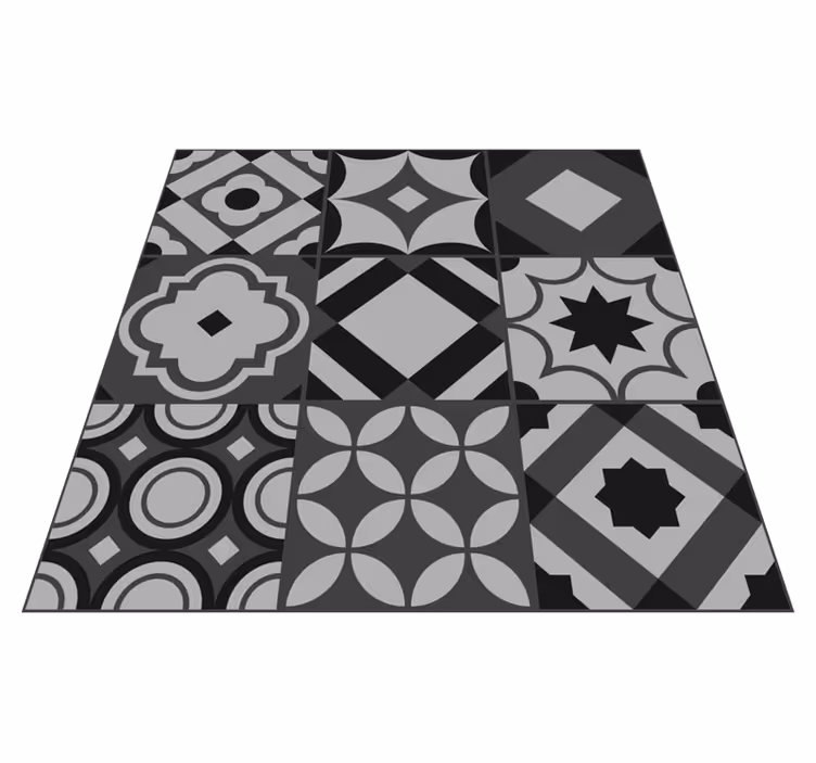 Alfombra vinílica negra azulejos negros - TenVinilo