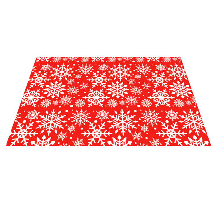 Alfombra vinílica roja copos de nieve rojos - TenVinilo
