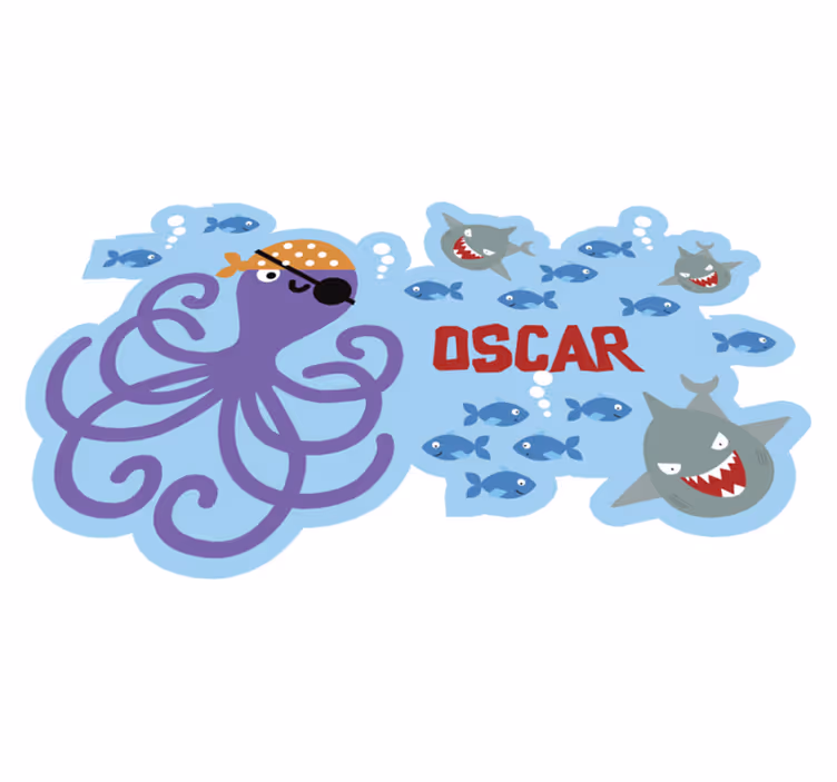 Alfombra vinilica infantil pulpo con nombre - TenVinilo