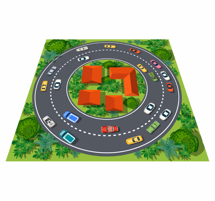 Alfombra vinilica carretera infantil rotonda - TenVinilo