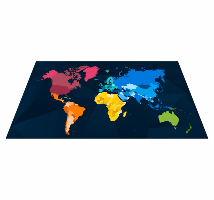 Alfombra vinílica moderna mapamundi colores - TenVinilo