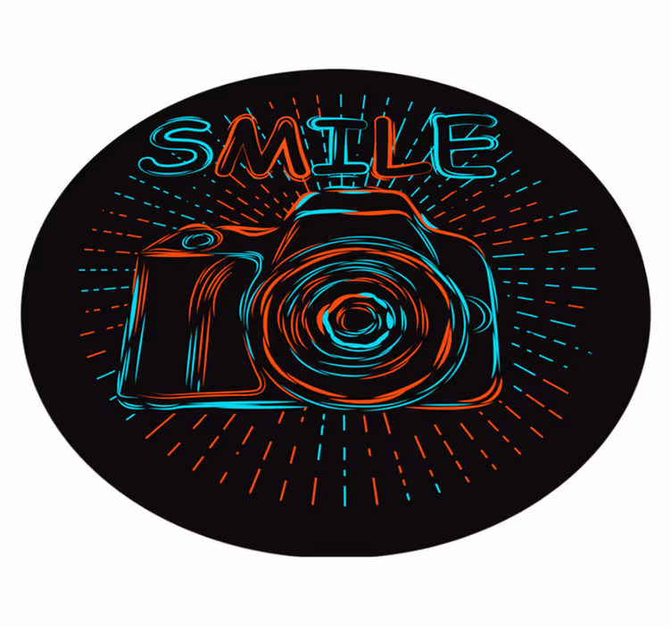 Alfombra vinílica camara retro y texto smile - TenVinilo