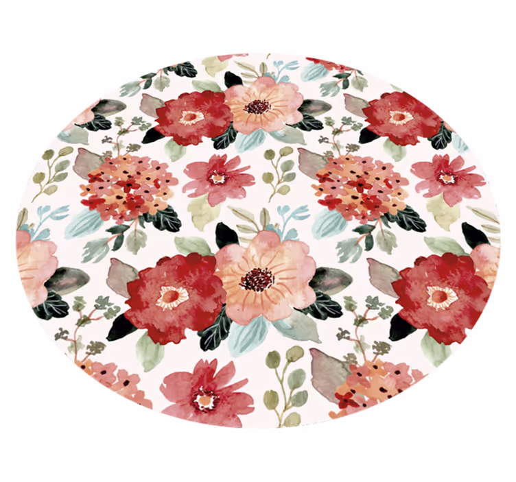 Alfombra vinílica flores estilo vintage redonda - TenVinilo
