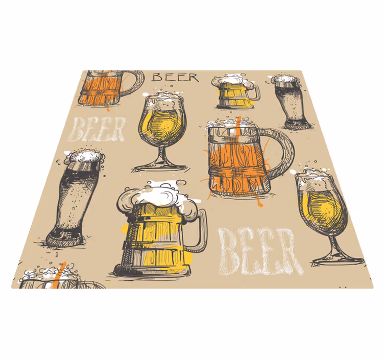 Alfombra vinílica comedor jarras cerveza vintage - TenVinilo