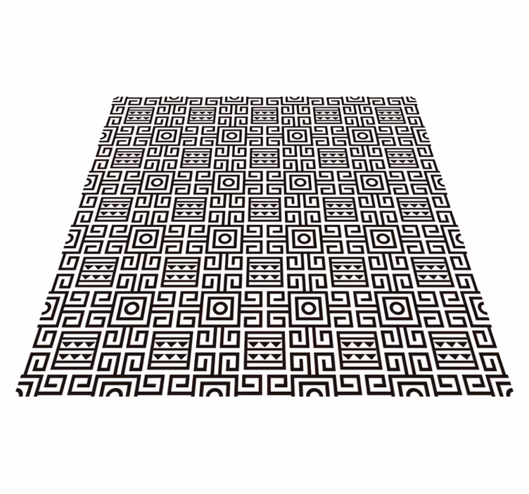 Alfombras vinílica cuadrada étnica blanca y negra - TenVinilo