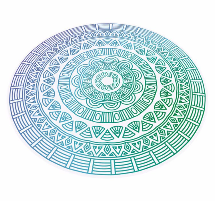 Alfombra de vinilo redonda azul mandala - TenVinilo