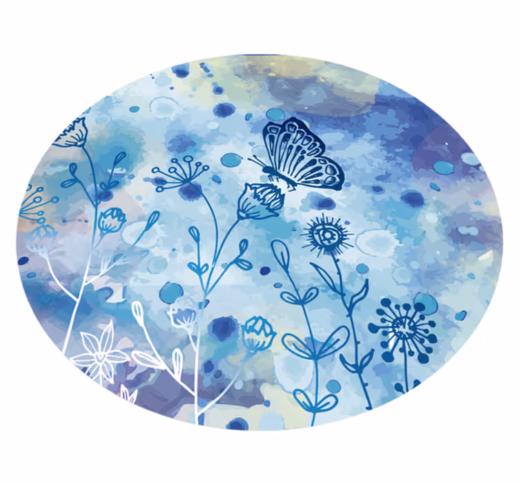Alfombra vinilo azul mariposas - TenVinilo