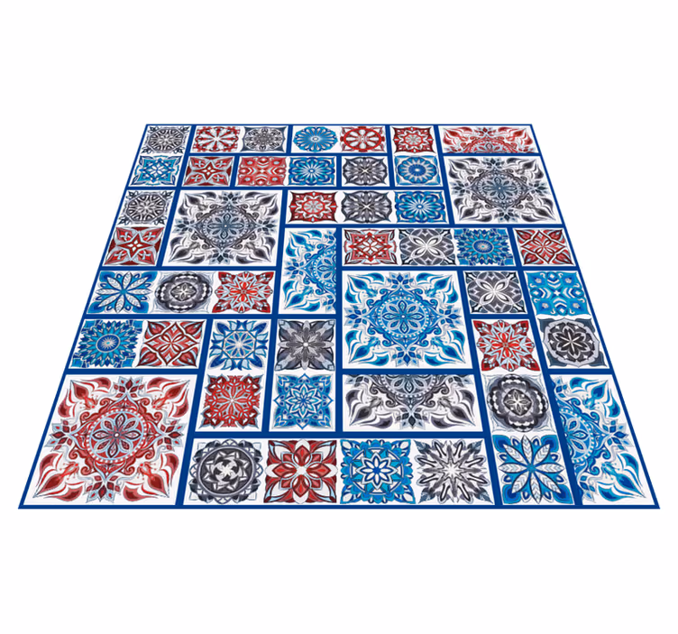 Alfombras vinílica para oficina azulejo colorido - TenVinilo