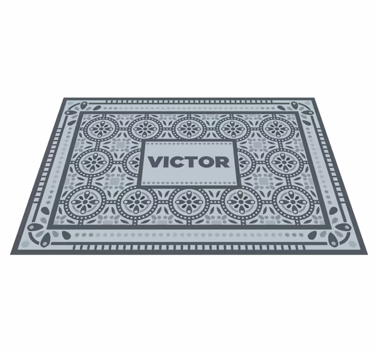 Alfombra vinílica azulejo gris con nombre - TenVinilo