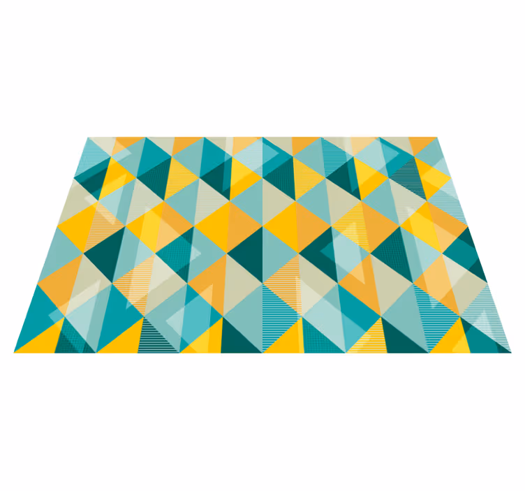 Alfombra vinílica comedor geométrica triángulos colores - TenVinilo