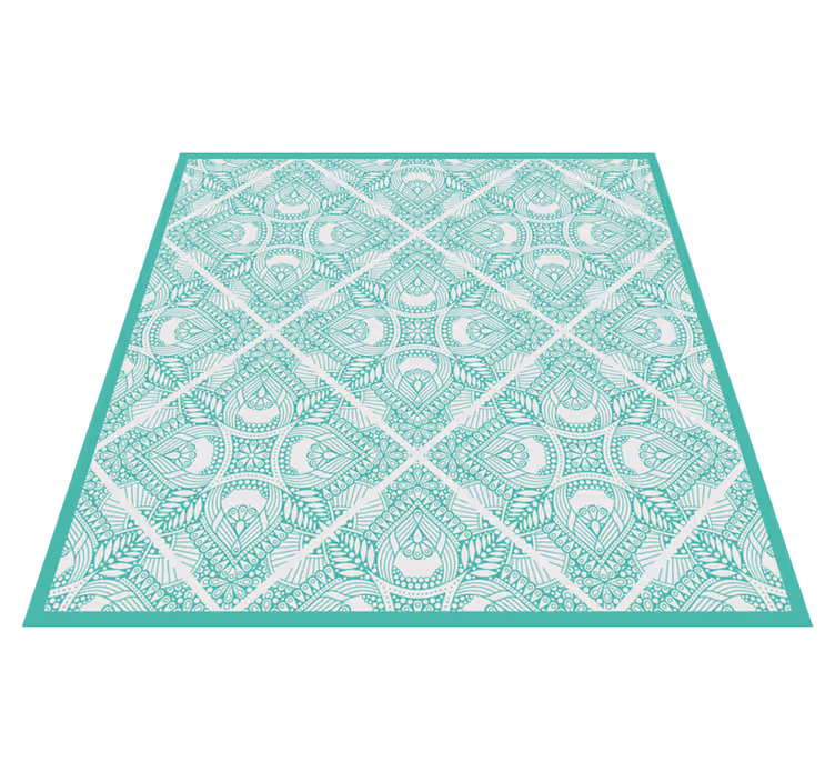 Alfombra vinílica dormitorio azulejos azules - TenVinilo