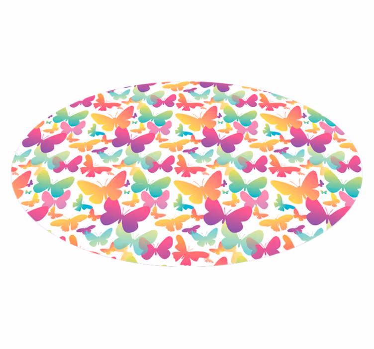 Aflombra vinílica redonda mariposas multicolor - TenVinilo