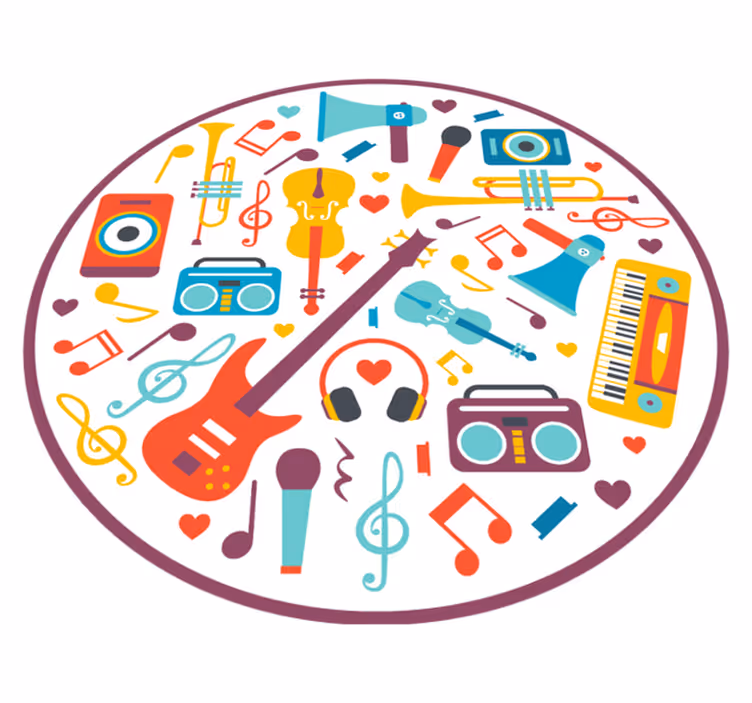 Alfombra vinílica infantil círculo de recreo musical - TenVinilo