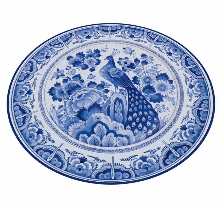 Aflombra vinílica animales porcelana de pavo real - TenVinilo